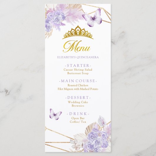 ボホパープルバタフライフローラプリンセサキンセアニラ メニュー (正面)