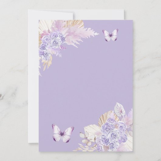 ボホパープルバタフライXV日付カレンダーを保存 招待状 (裏面)