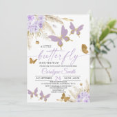 ボホパープルパンパスグラスバタフライベビーシャワー 招待状 (スタンド正面)