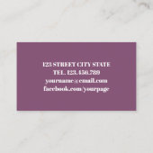 ボホパープルピンクの花開花水彩 名刺 (裏面)