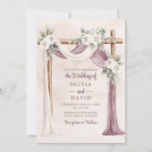 ボホパープルピンクフローラセノピー結婚式招待状 招待状 (正面)