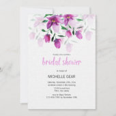 ボホパープルピンクフローラ水彩絵を描手 招待状 (正面)