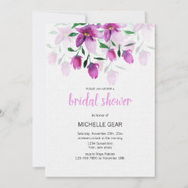 ボホパープルピンクフローラ水彩絵を描手 招待状