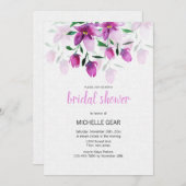 ボホパープルピンクフローラ水彩絵を描手 招待状 (正面/裏面)