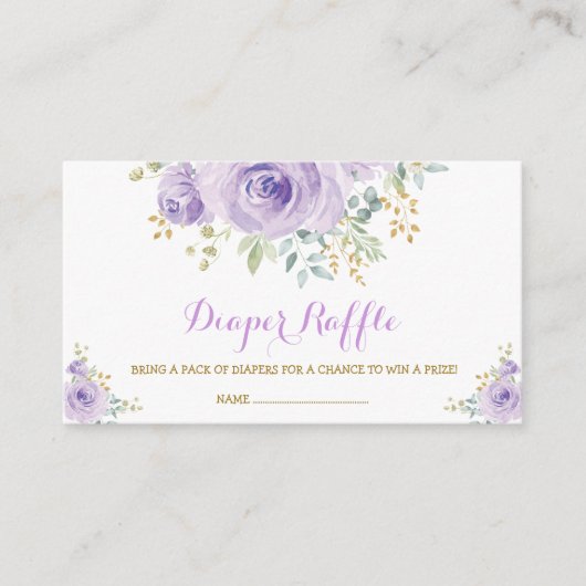 ボホパープルフェミニンフローラ薄紫バラベビーシャワー エンクロージャーカード (正面)