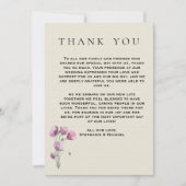 ボホパープルフローラとアンティーク紙結婚ズ サンキューカード (正面)