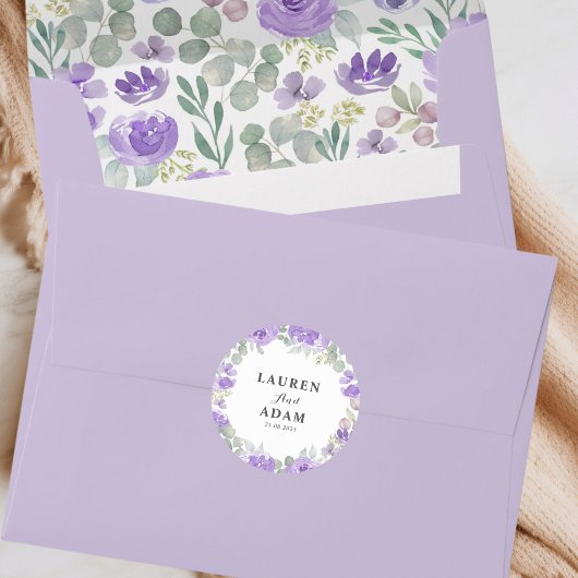 ボホパープルフローラカップルの名結婚前 ラウンドシール