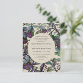 ボホパープルフローラグリーンリーフ結婚式招待状 ポストカード (スタンド正面)