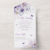 ボホパープルフローラバタフライガールベビーシャワー オールインワン招待状 (内側)