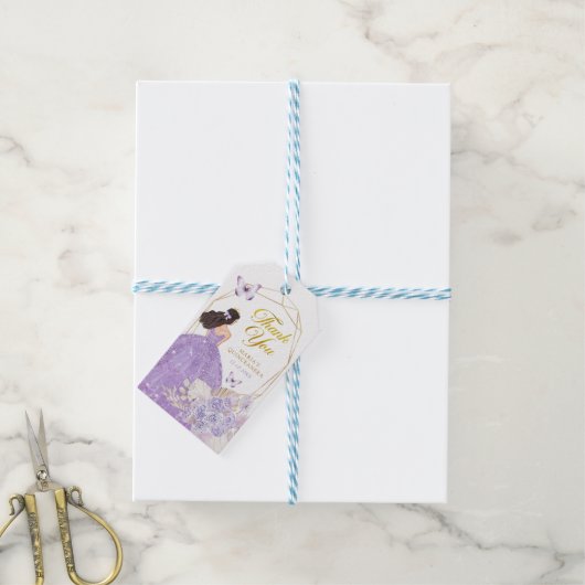 ボホパープルフローラバタフライプリンセサキンセアニラ ギフトタグ (より糸付き)