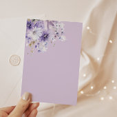 ボホパープルフローラベビーイン開花ガールベビーシャワー 招待状