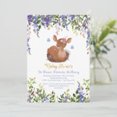 ボホパープルフローラベビーディアシャワー招待状 招待状 (スタンド正面)