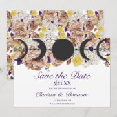 ボホパープルフローラムーンフェイズウィッカ信者ハンドスティング セーブザデート (正面/裏面)