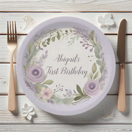 ボホパープルフローラ紙プレート ペーパープレート