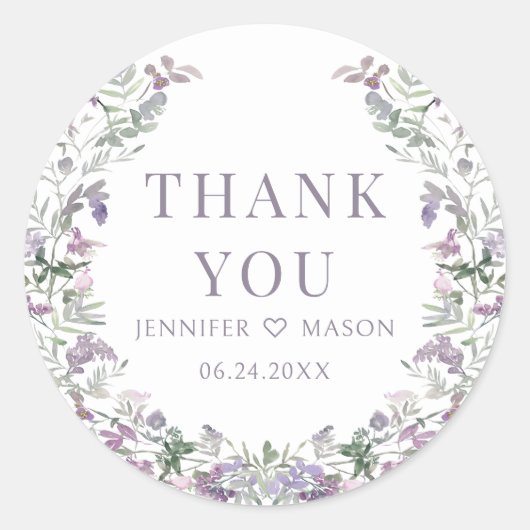ボホパープルフローラ結婚リースの感謝していユーザ ラウンドシール (正面)