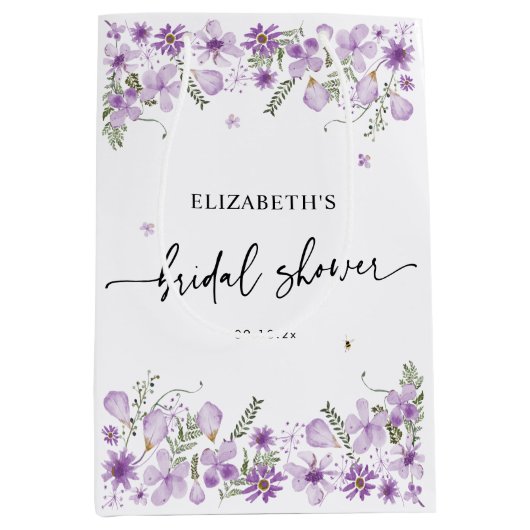 ボホパープルブライダルシャワー中抱き枕 ミディアムペーパーバッグ (正面)