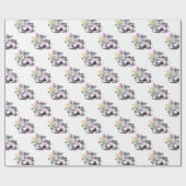 ボホパープルブルーフローラカメラ ラッピングペーパー (フラット)