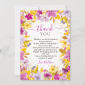 ボホパープルモダンラベンダーフローラブライダルシャワー サンキューカード (正面)
