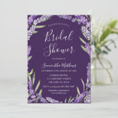 ボホパープルラベンダーウォーターカラーブライダルシャワー 招待状 (スタンド正面)