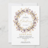 ボホパープルワイルドフラワーズ《キリスト教》洗礼式や命名式招待状 招待状 (正面)