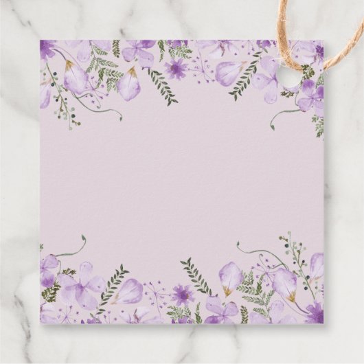 ボホパープルワイルドフラワーベビーシャワーメッセージカード フェイバータグ (裏面)