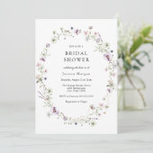 ボホパープルワイルドフラワーリースブライダルシャワー 招待状 (スタンド正面)