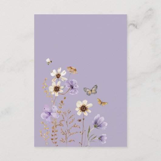 ボホパープルワイルドフラワー牧草地ベビー エンクロージャーカード (裏面)