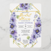 ボホパープルヴィオレーツジオメトリックブライダルシャワー-金ゴールド 箔招待状 (正面)