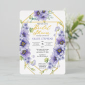 ボホパープルヴィオレーツジオメトリックブライダルシャワー-金ゴールド 箔招待状 (立ち正面)