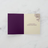 ボホパープル族らせん状エレガントな結婚写真 サンキューカード (内部)