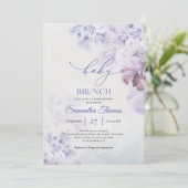 ボホパープル春の花ほこりっぽいブルーベビーブランチ 招待状 (スタンド正面)