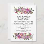 ボホパープル牡丹カスタマイズ可能60誕生日 招待状 (正面)