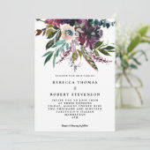 ボホパープル羽毛フローラヤブフラワー結婚ズ 招待状 (スタンド正面)