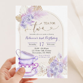 ボホパープル薄紫フローラ茶のための2誕生日 招待状