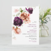 ボホパープル&ピーチフラワーズブライダルシャワー 招待状 (スタンド正面)