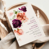 ボホパープル&ピーチフラワーベビーシャワー 招待状