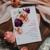 ボホパープル&ピーチフラワーベビーシャワー 招待状