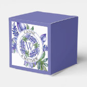 ボホパープル |緑の熱帯葉のブライダル フェイバーボックス (裏面サイド)