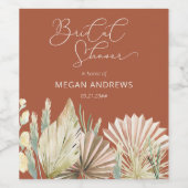 ボホパームドライブロージテラコッタブライダルシャワー ワインラベル (シングルラベル)