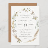 ボホパームパンパスグラスフローラベビーシャワー招待状 サンキューカード (正面/裏面)