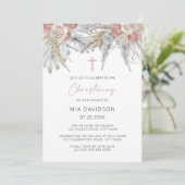 ボホパームピンクパンパスグラスフローラ《キリスト教》洗礼式や命名式 招待状 (スタンド正面)