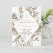 ボホパームフローラ洗礼ピンクテラコッタ 招待状 (スタンド正面)