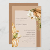 ボホパームラストフローラアーチブライダルシャワー招待状 サンキューカード (正面/裏面)