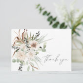 ボホパームリーフユーカリプトゥス&ベージュフローラ サンキューカード (スタンド正面)