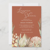 ボホパーム乾燥した葉テラコッタランジェリーシャワー 招待状 (正面)