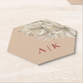 ボホパーム六角赤面 モノグラムの ペーパーコースター (アングル)