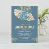 ボホパーム素朴ダスティブルーブルーフローラブライダルシャワー 招待状 (スタンド正面)