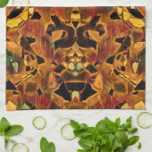 ボホヒッパイトバルブラウングリーンレッド先住民パターン キッチンタオル (折り畳み)