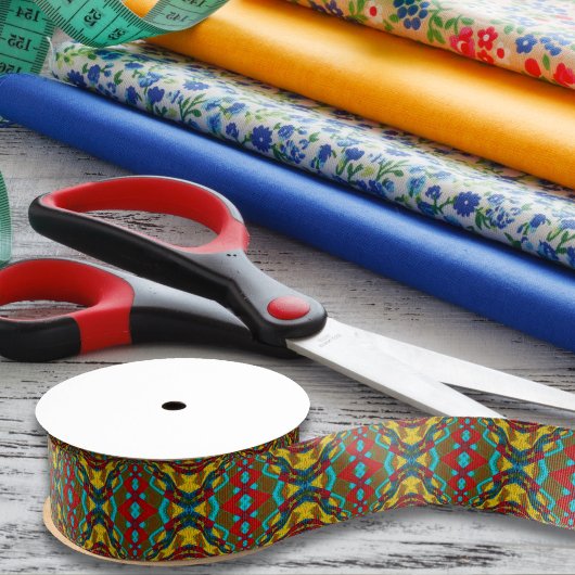 ボホヒッパイレッドイエローブルーヴィンテージ部族 グログランリボン