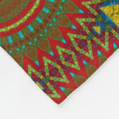 ボホヒッパイレッドイエローブルーヴィンテージ部族 フリースブランケット (角)